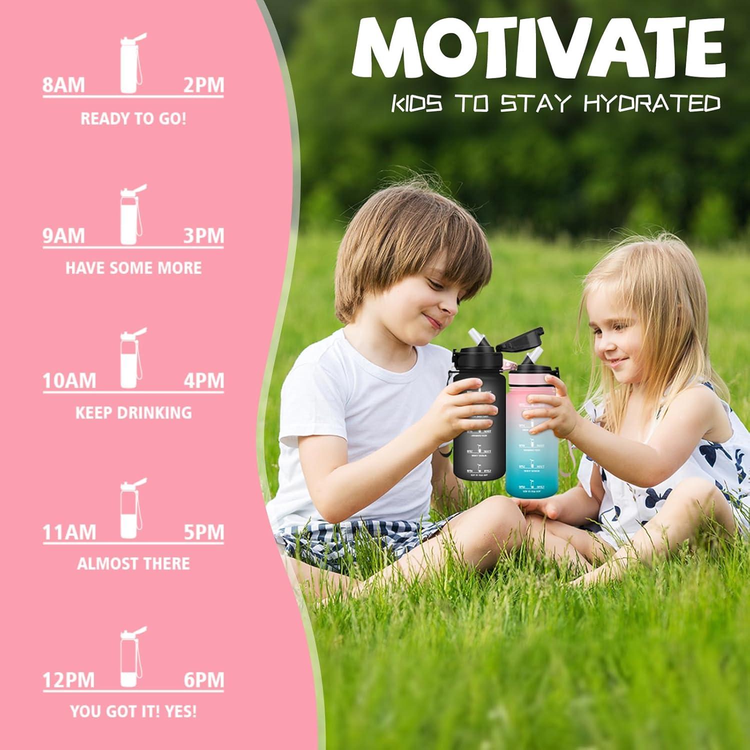 image:imageGourde 500ml Gourde Enfant Bouteille avec Paille AntiFuite Bouteille deau Facile Nettoyer Bouteille Sport pour lcole Bureau Extrieur Voyage RoseCyanRosecyan
