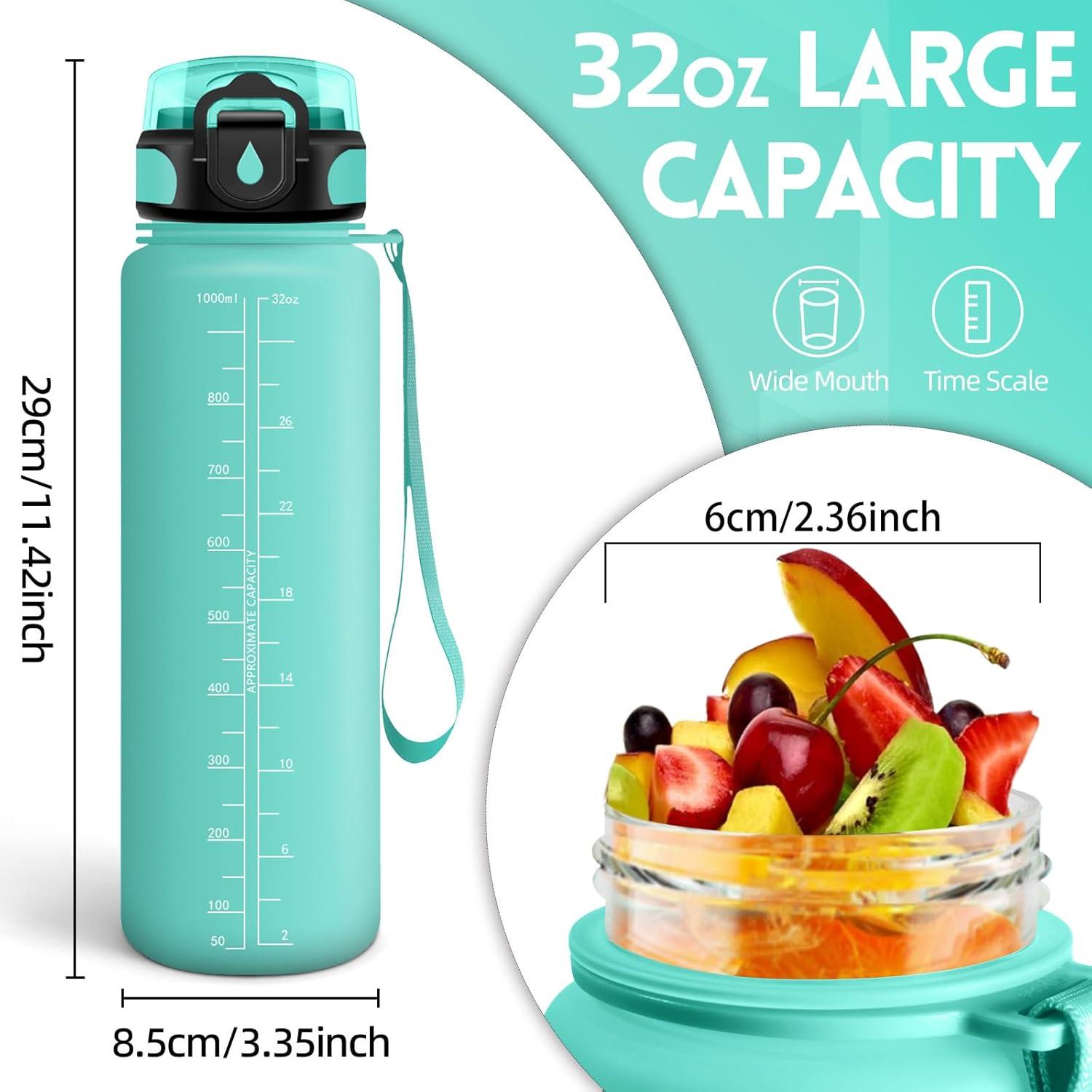 image:imageGourde 500ml Gourde Enfant Bouteille avec Paille AntiFuite Bouteille deau Facile Nettoyer Bouteille Sport pour lcole Bureau Extrieur Voyage RoseCyanVert