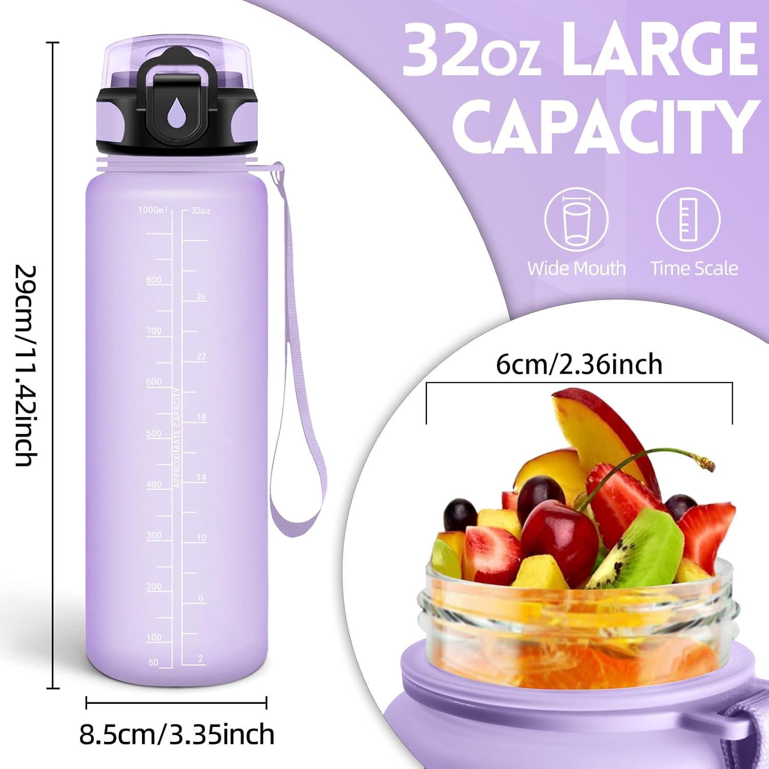 image:imageGourde 500ml Gourde Enfant Bouteille avec Paille AntiFuite Bouteille deau Facile Nettoyer Bouteille Sport pour lcole Bureau Extrieur Voyage RoseCyanViolet