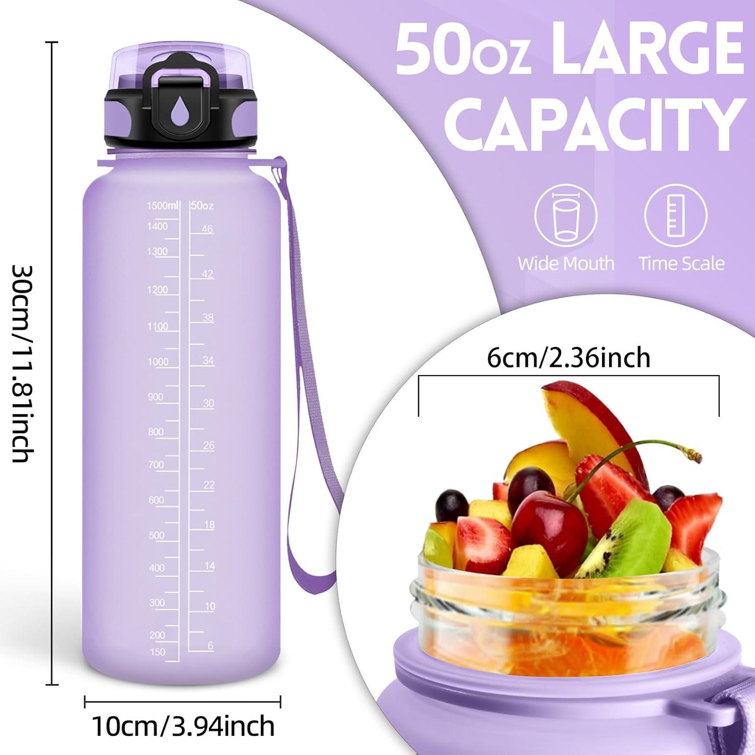 image:imageGourde 500ml Gourde Enfant Bouteille avec Paille AntiFuite Bouteille deau Facile Nettoyer Bouteille Sport pour lcole Bureau Extrieur Voyage RoseCyanViolet