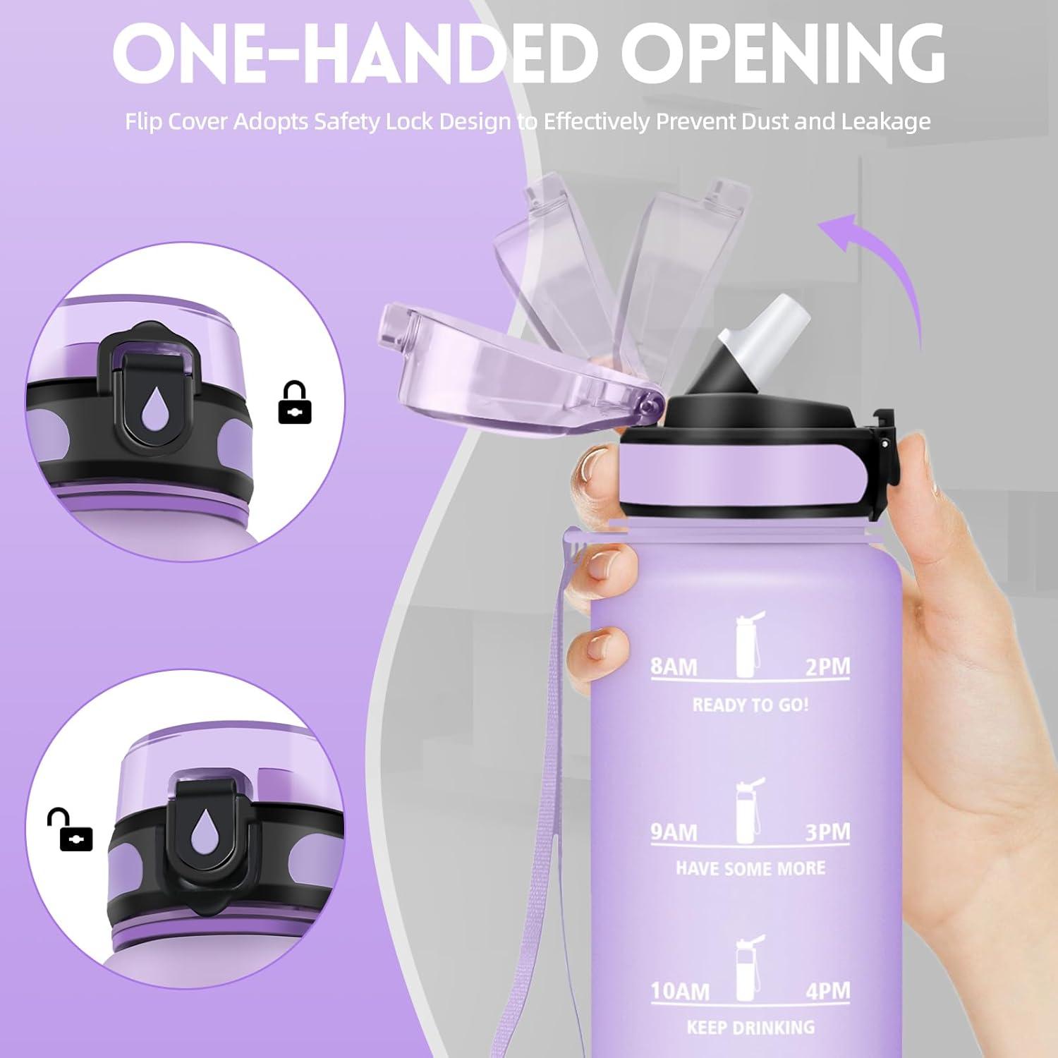 image:imageGourde 500ml Gourde Enfant Bouteille avec Paille AntiFuite Bouteille deau Facile Nettoyer Bouteille Sport pour lcole Bureau Extrieur Voyage RoseCyanViolet
