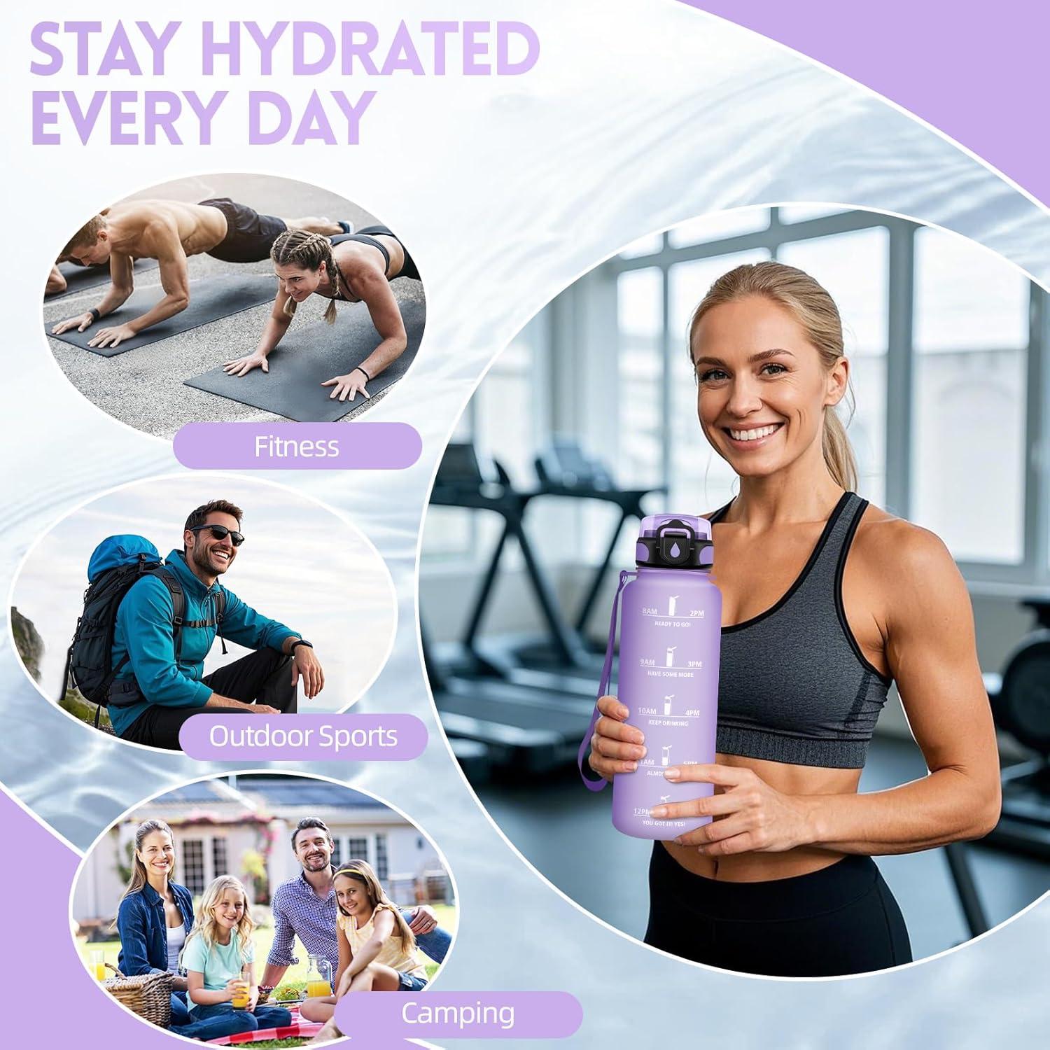 image:imageGourde 500ml Gourde Enfant Bouteille avec Paille AntiFuite Bouteille deau Facile Nettoyer Bouteille Sport pour lcole Bureau Extrieur Voyage RoseCyanViolet