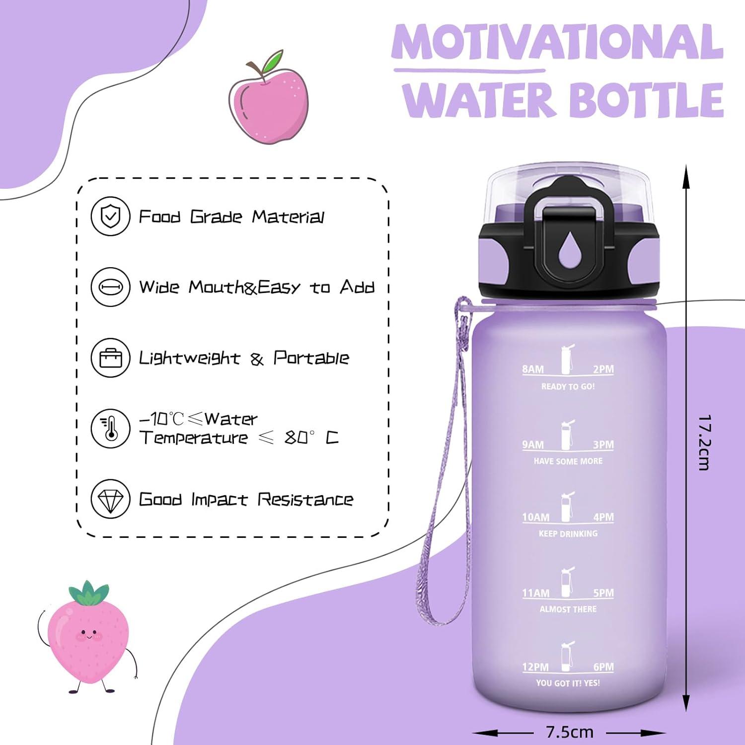 image:imageGourde 500ml Gourde Enfant Bouteille avec Paille AntiFuite Bouteille deau Facile Nettoyer Bouteille Sport pour lcole Bureau Extrieur Voyage RoseCyanViolet
