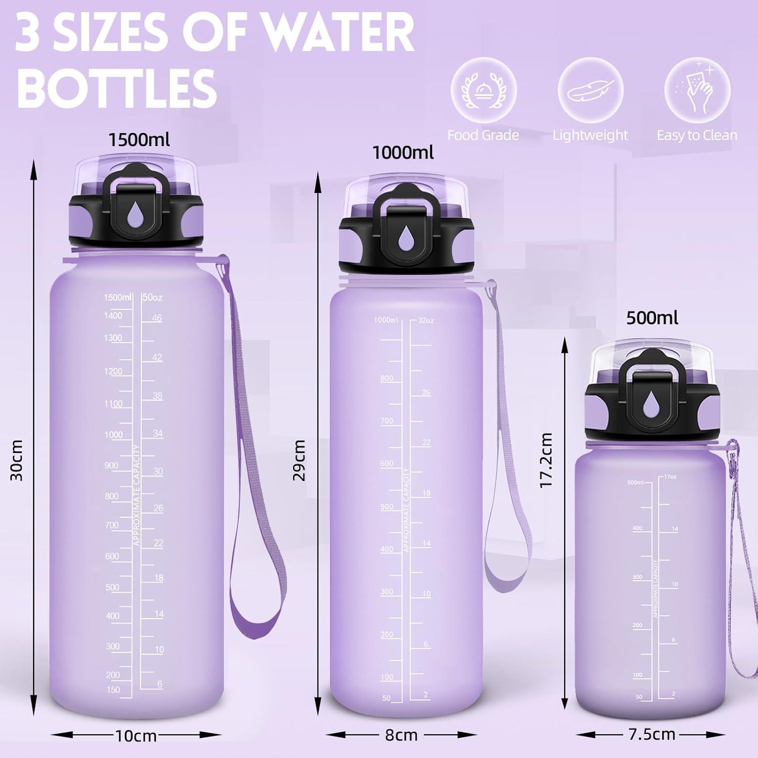 image:imageGourde 500ml Gourde Enfant Bouteille avec Paille AntiFuite Bouteille deau Facile Nettoyer Bouteille Sport pour lcole Bureau Extrieur Voyage RoseCyanViolet