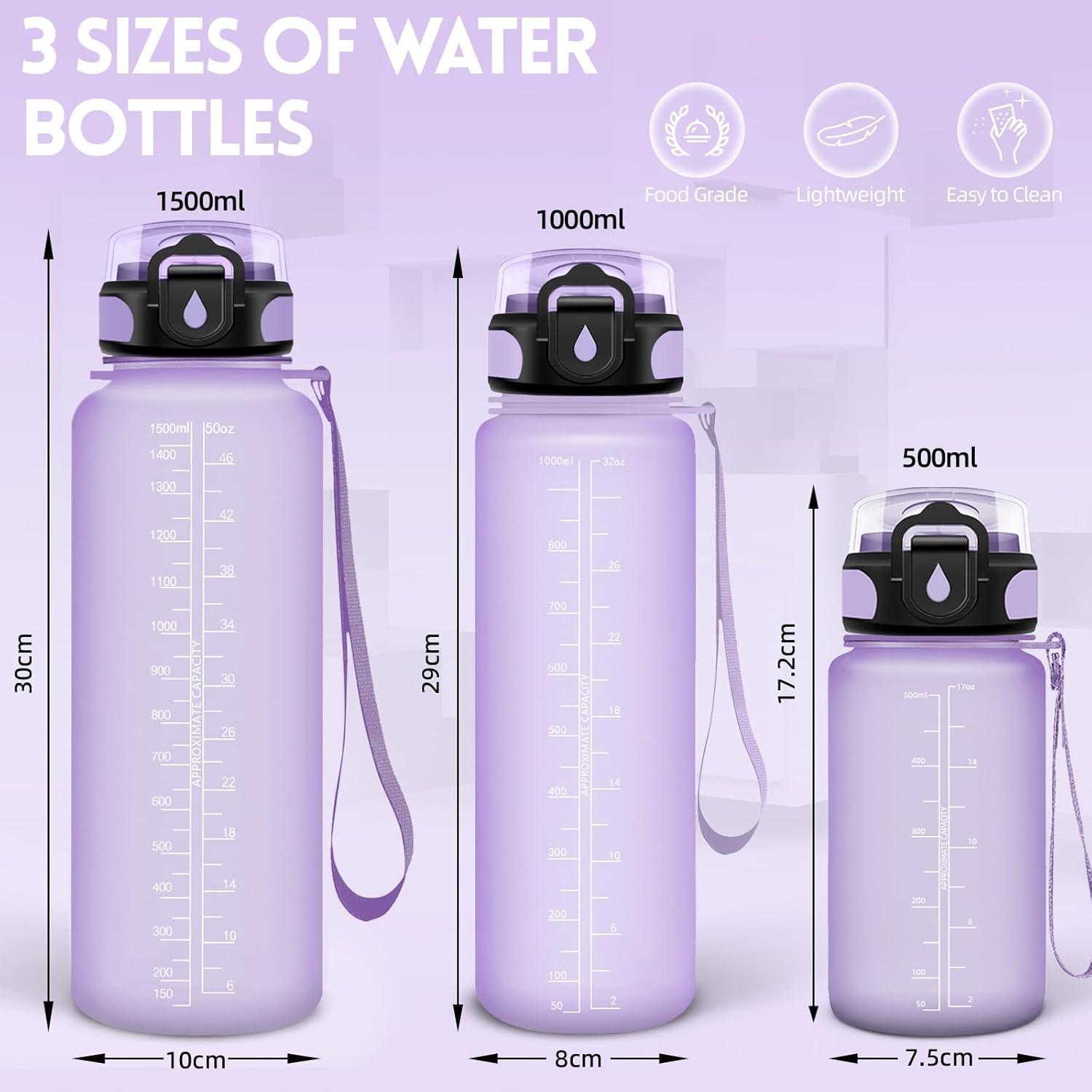 image:imageGourde 500ml Gourde Enfant Bouteille avec Paille AntiFuite Bouteille deau Facile Nettoyer Bouteille Sport pour lcole Bureau Extrieur Voyage RoseCyanViolet