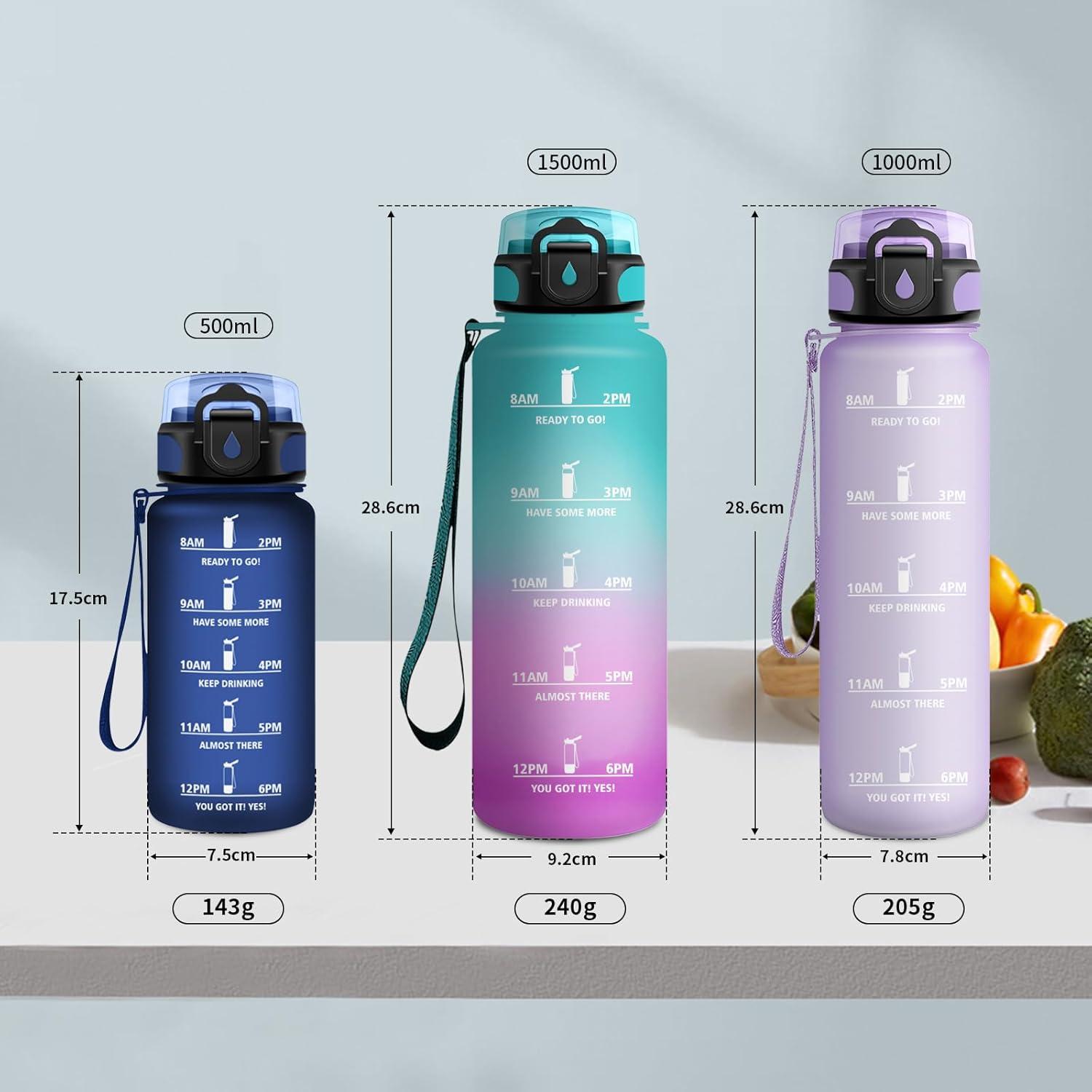 image:imageGourde Sport Enfant 500ml Gourde Sport avec Paille Bouteille deau Sport tanche Bouteille Reutilisable Gourde pour 1 Journee Gourde Motivation pour Enfant Adulte Randonne lcole Fitness17oz500ml Paille Mat Marine Bleu