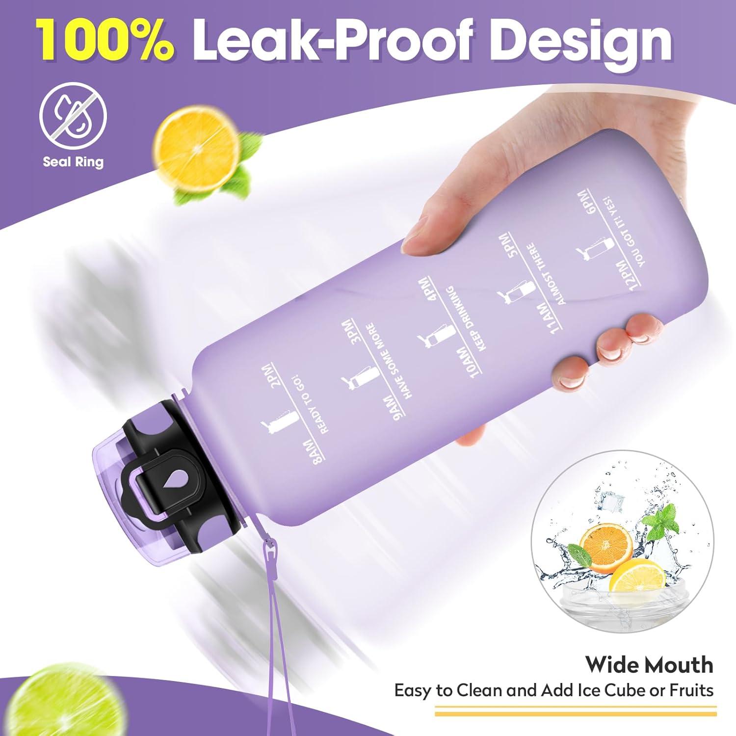 image:imageGourde Sport Enfant 500ml Gourde Sport avec Paille Bouteille deau Sport tanche Bouteille Reutilisable Gourde pour 1 Journee Gourde Motivation pour Enfant Adulte Randonne lcole Fitness50oz1500ml Paille Mat Violet Clair1