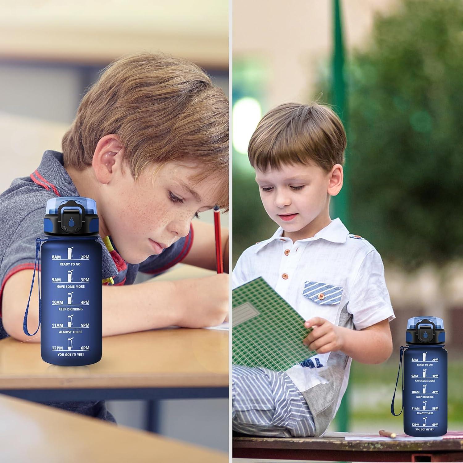 image:imageGourde Sport Enfant 500ml Gourde Sport avec Paille Bouteille deau Sport tanche Bouteille Reutilisable Gourde pour 1 Journee Gourde Motivation pour Enfant Adulte Randonne lcole Fitness17oz500ml Paille Mat Marine Bleu