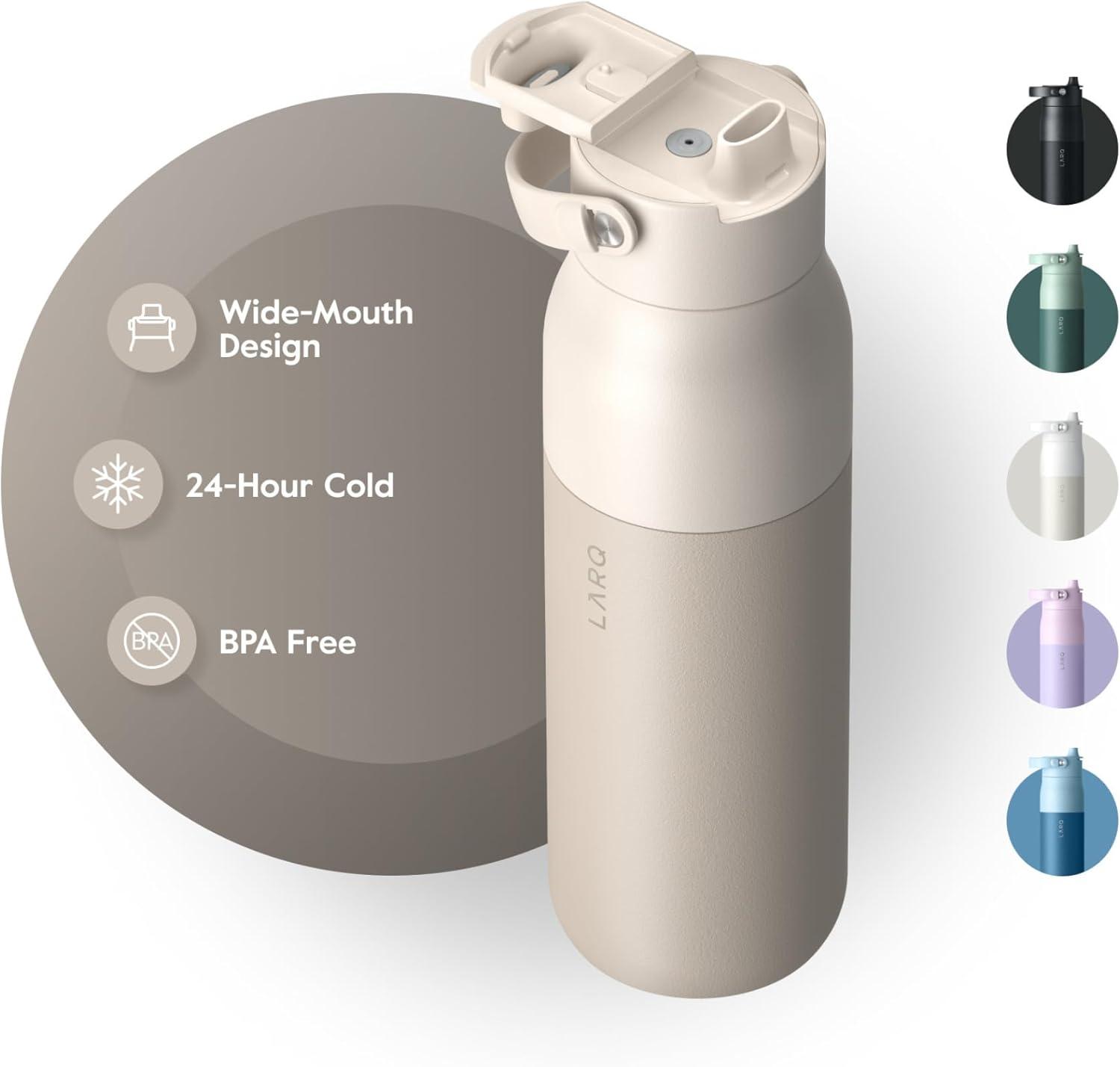 image:imageLARQ Bouteille Swig Top 680ml Bouteille large goulot en acier inoxydable isolation sous vide Garde leau froide Bouteille deau rutilisable pour le sport et les voyages Obsidian BlackMojave Dune