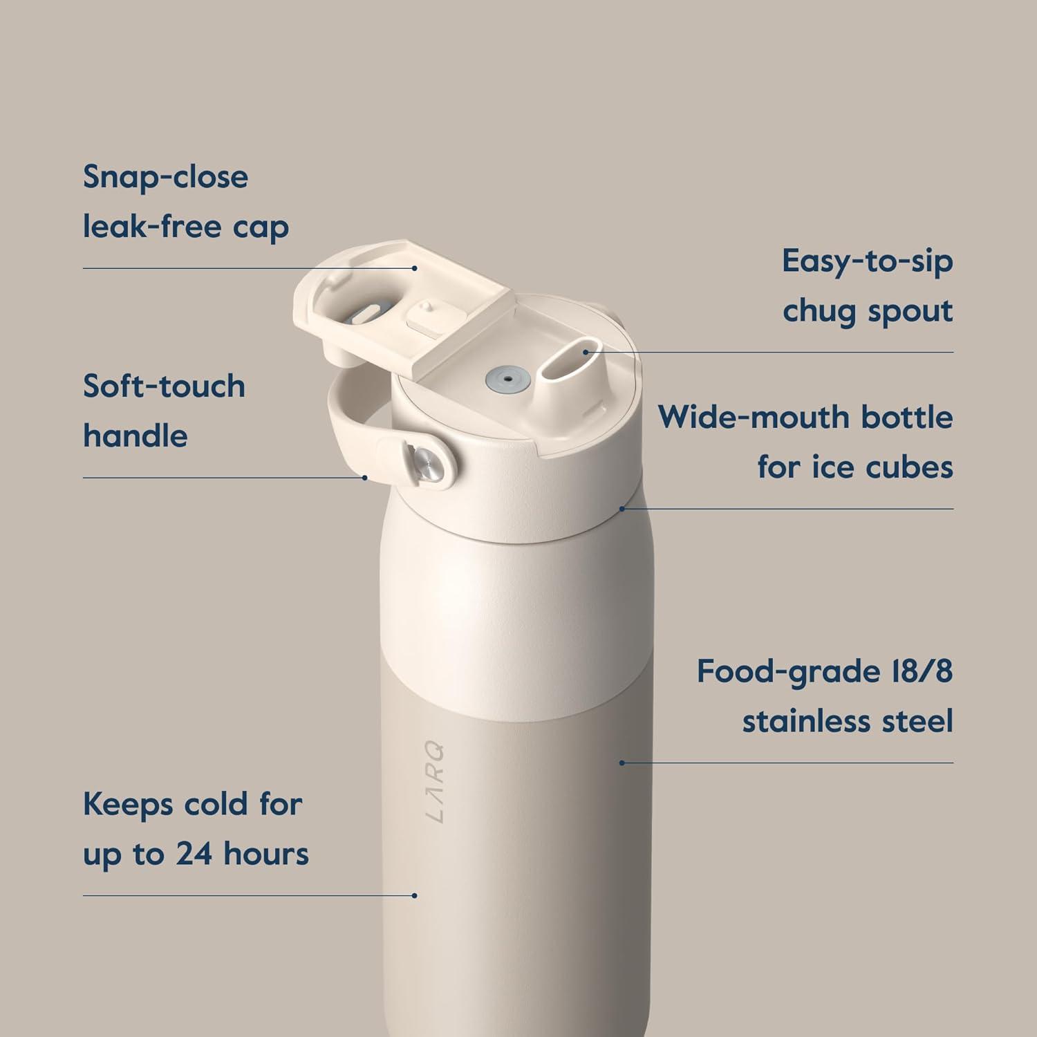 image:imageLARQ Bouteille Swig Top 680ml Bouteille large goulot en acier inoxydable isolation sous vide Garde leau froide Bouteille deau rutilisable pour le sport et les voyages Obsidian BlackMojave Dune