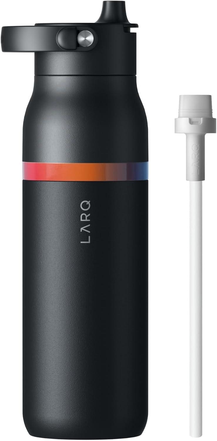 image:imageLARQ Bouteille Swig Top 680ml Bouteille large goulot en acier inoxydable isolation sous vide Garde leau froide Bouteille deau rutilisable pour le sport et les voyages Obsidian BlackAmber Obsidian Black