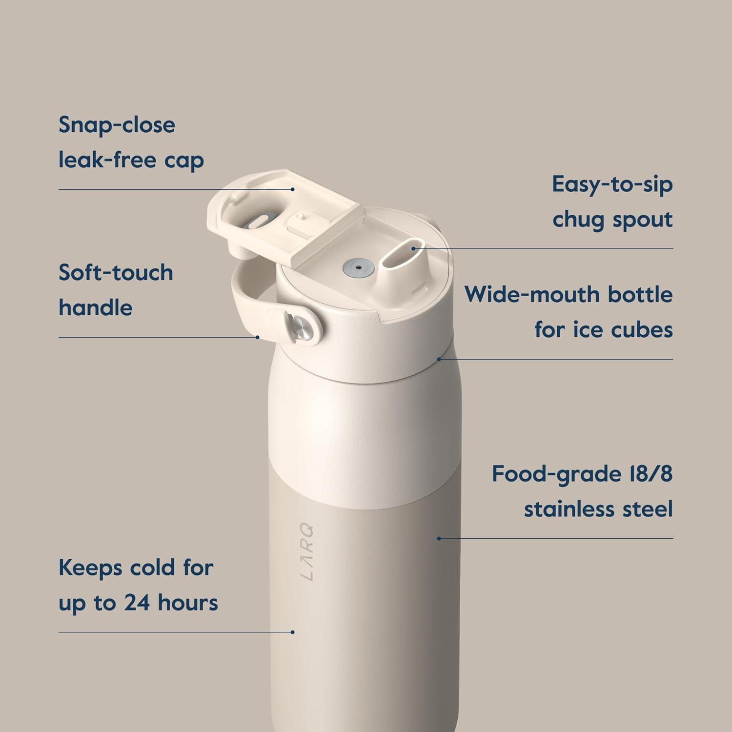image:imageLARQ Bouteille Swig Top 680ml Bouteille large goulot en acier inoxydable isolation sous vide Garde leau froide Bouteille deau rutilisable pour le sport et les voyages Obsidian BlackMojave Dune