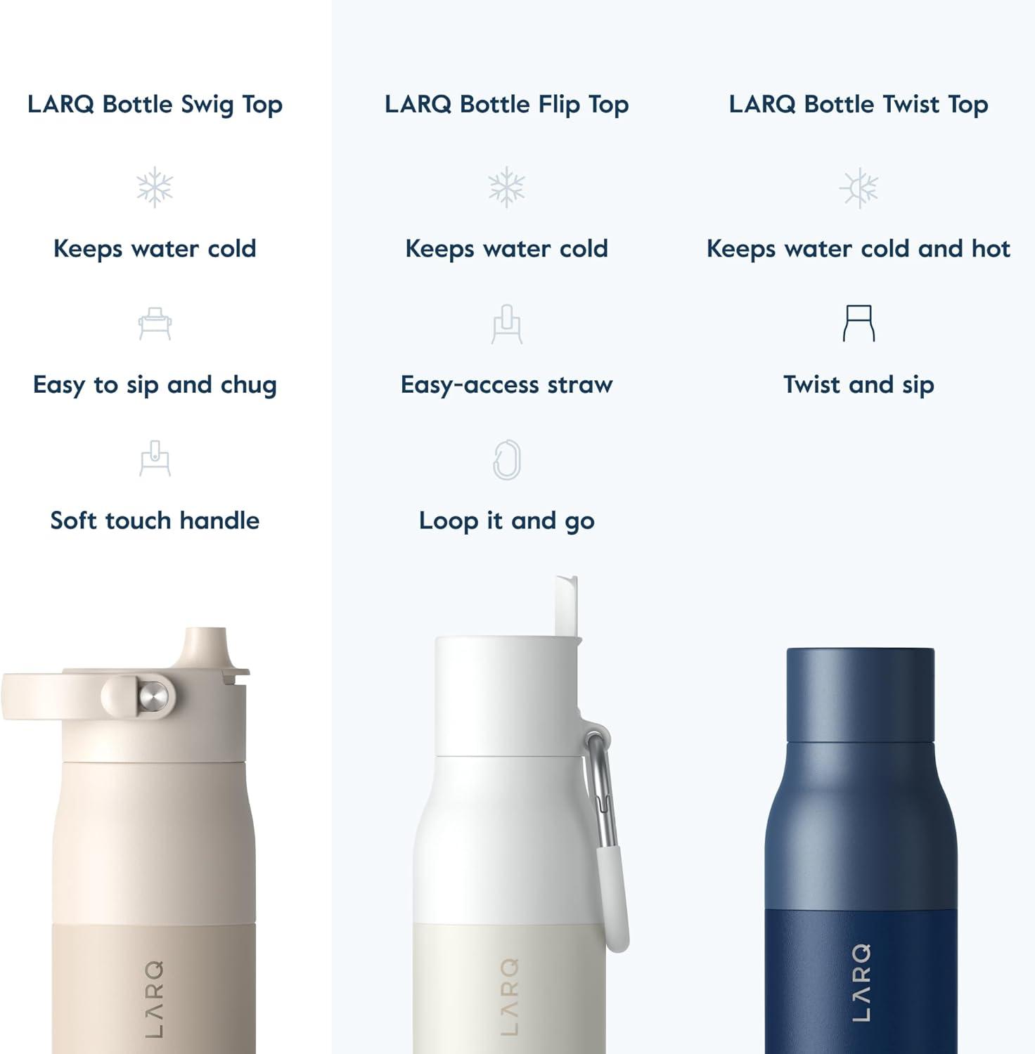 image:imageLARQ Bouteille Swig Top 680ml Bouteille large goulot en acier inoxydable isolation sous vide Garde leau froide Bouteille deau rutilisable pour le sport et les voyages Obsidian BlackMojave Dune