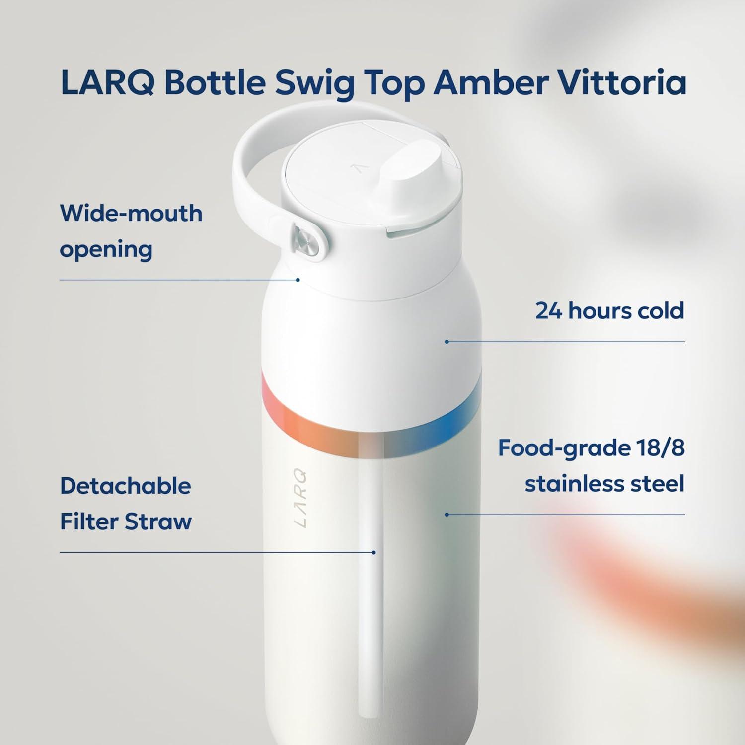 image:imageLARQ Bouteille Swig Top 680ml Bouteille large goulot en acier inoxydable isolation sous vide Garde leau froide Bouteille deau rutilisable pour le sport et les voyages Obsidian BlackAmber Granite White