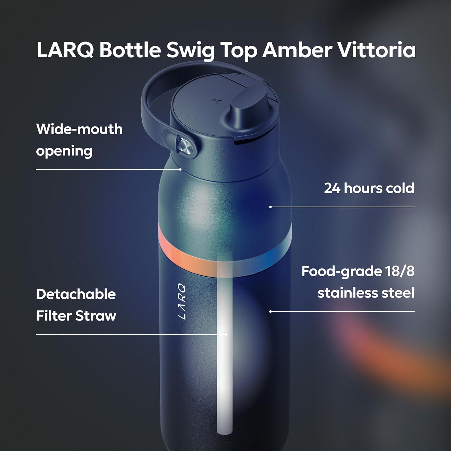 image:imageLARQ Bouteille Swig Top 680ml Bouteille large goulot en acier inoxydable isolation sous vide Garde leau froide Bouteille deau rutilisable pour le sport et les voyages Obsidian BlackAmber Obsidian Black