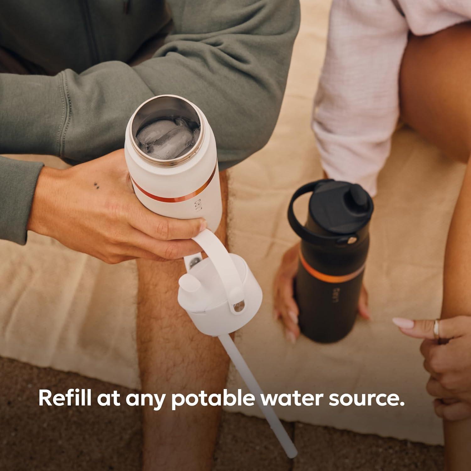 image:imageLARQ Bouteille Swig Top 680ml Bouteille large goulot en acier inoxydable isolation sous vide Garde leau froide Bouteille deau rutilisable pour le sport et les voyages Obsidian BlackAmber Obsidian Black
