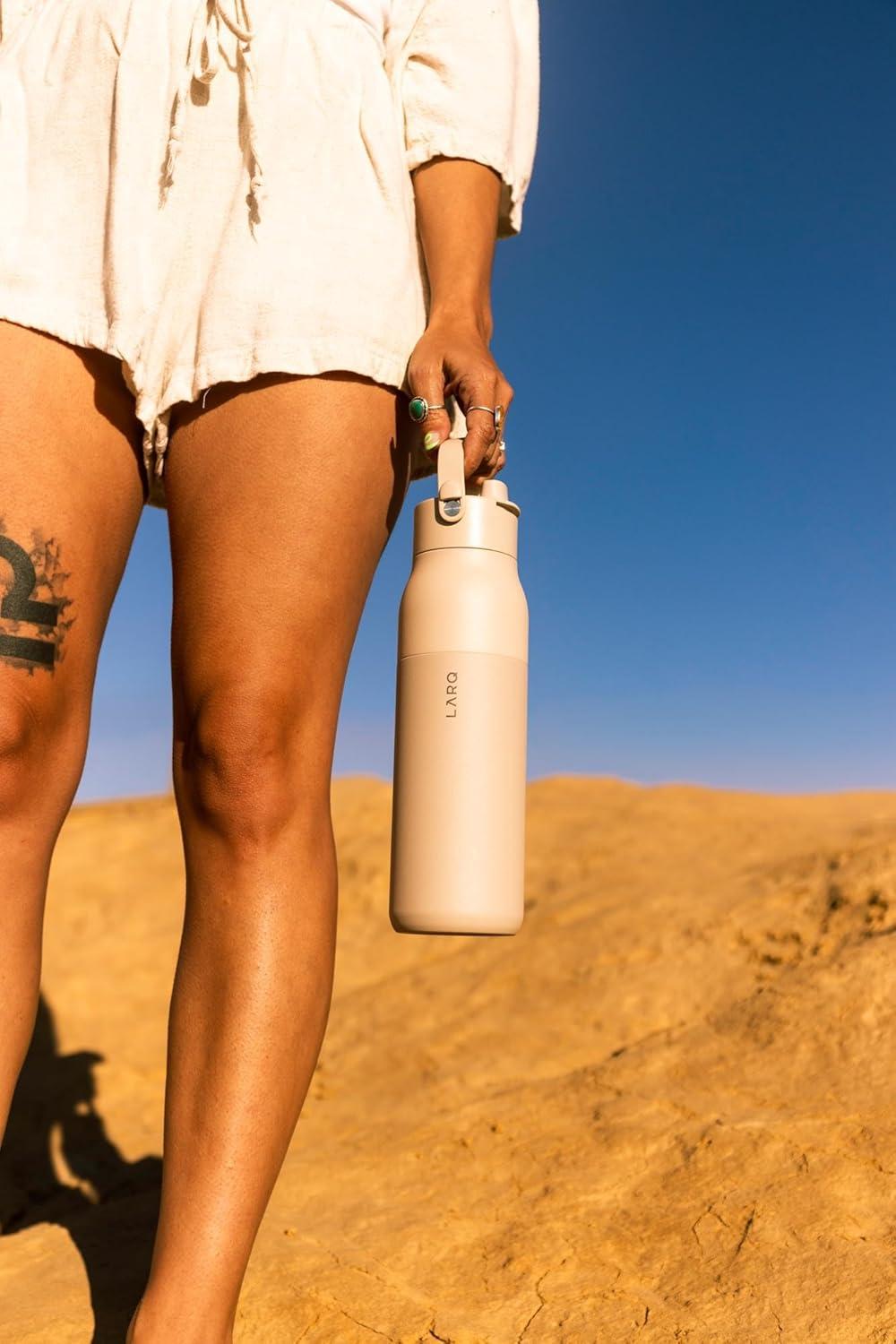image:imageLARQ Bouteille Swig Top 680ml Bouteille large goulot en acier inoxydable isolation sous vide Garde leau froide Bouteille deau rutilisable pour le sport et les voyages Obsidian BlackMojave Dune
