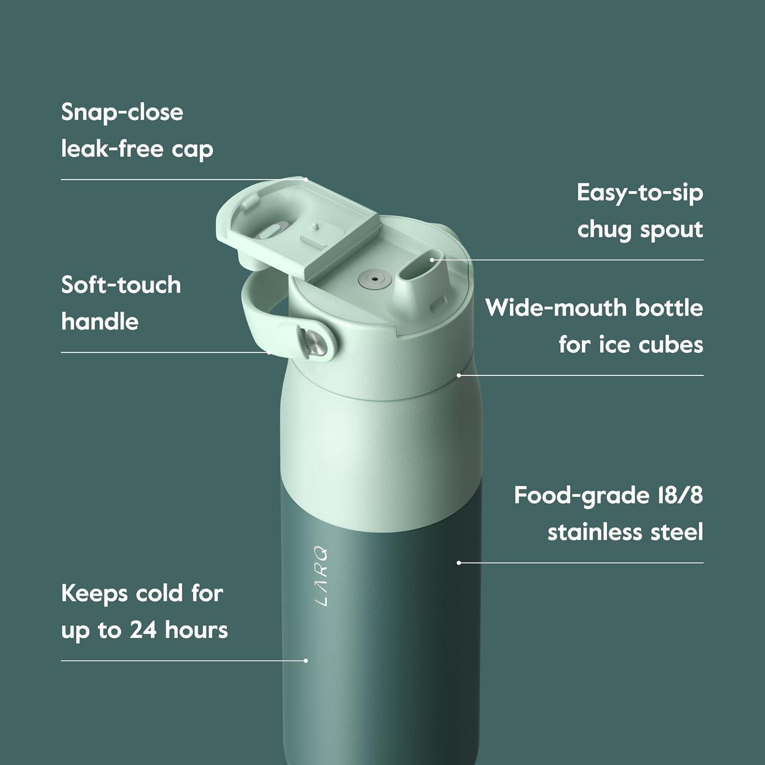 image:imageLARQ Bouteille Swig Top 680ml Bouteille large goulot en acier inoxydable isolation sous vide Garde leau froide Bouteille deau rutilisable pour le sport et les voyages Obsidian BlackEucalyptus Green