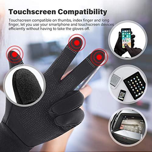 image:imageLERWAY Gants dhiver Chauds avec cran Tactile pour Homme et Femme Antidrapants CoupeVent Gants de Sport Course Pied Conduite VTT Escalade Randonne ImpermableNOIR XL