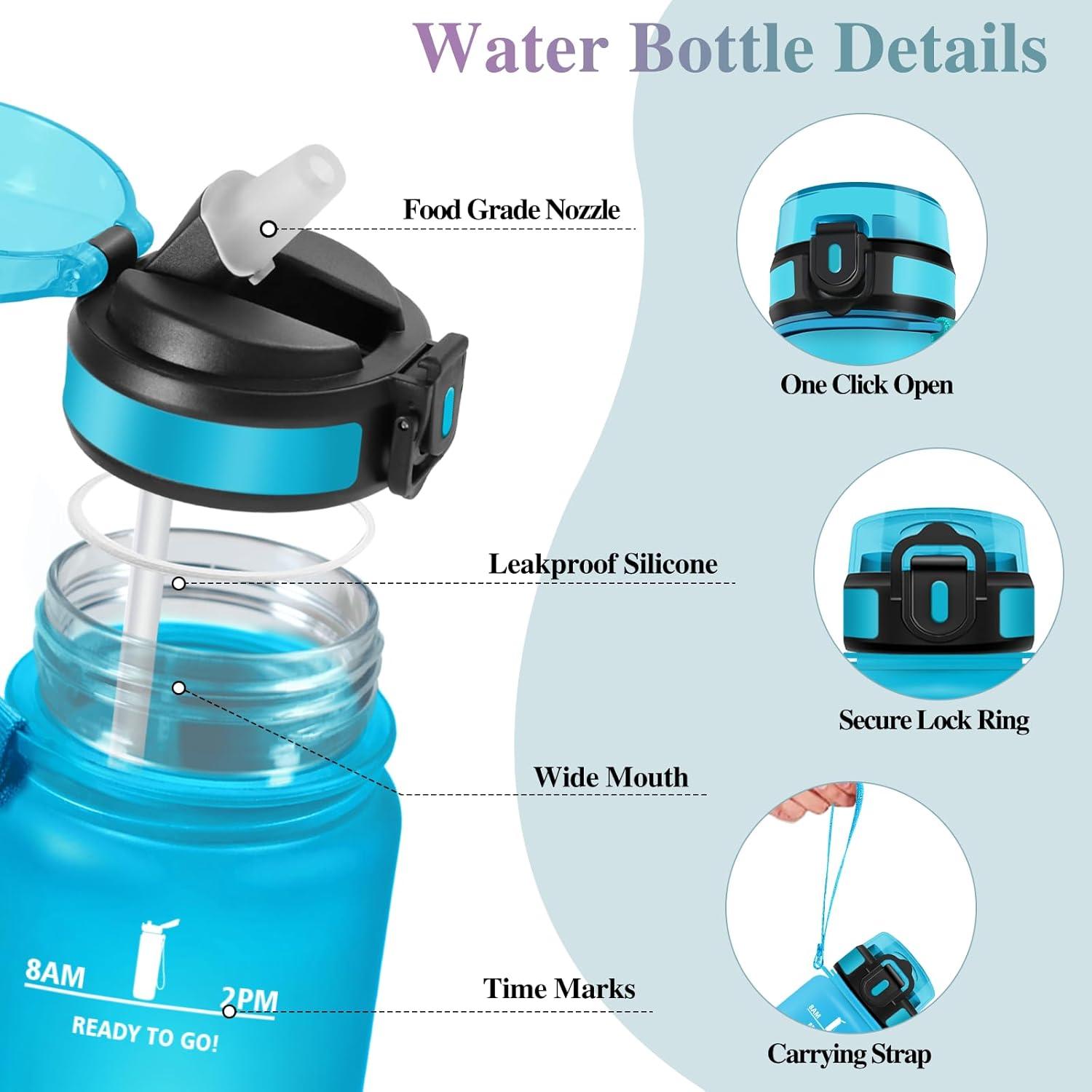 image:imageMotswedi Gourde Sport 1000ml AntiFuite Gourde avec Paille sans BPA Gourde Paille Rutilisable Gourde Facile Transporter Bouteille deau pour Yoga Camping Cyclisme Fitness Jaune RoseBleu Violet