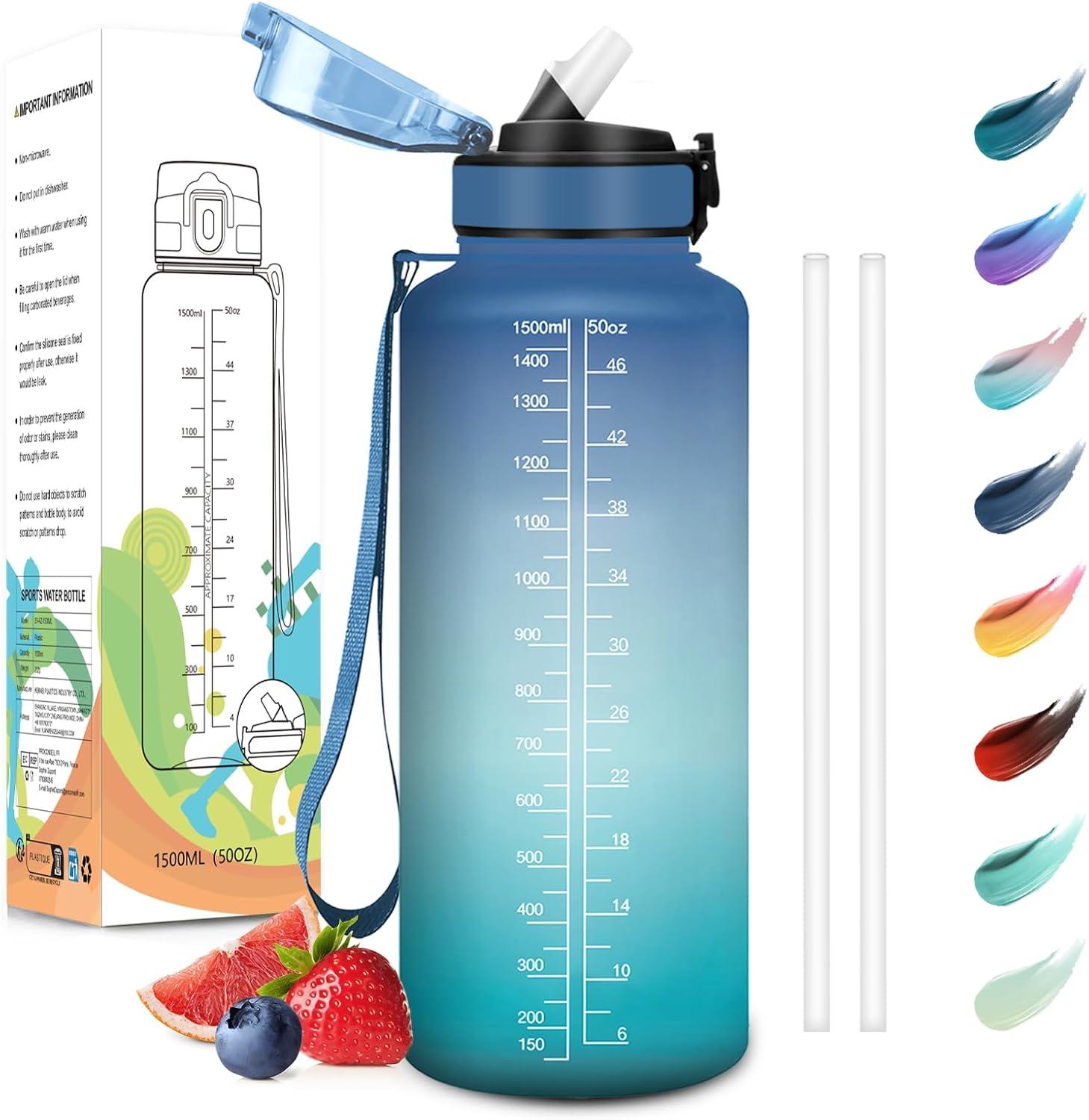 image:imageMotswedi Gourde Sport 1000ml AntiFuite Gourde avec Paille sans BPA Gourde Paille Rutilisable Gourde Facile Transporter Bouteille deau pour Yoga Camping Cyclisme Fitness Jaune RoseBleu Vert