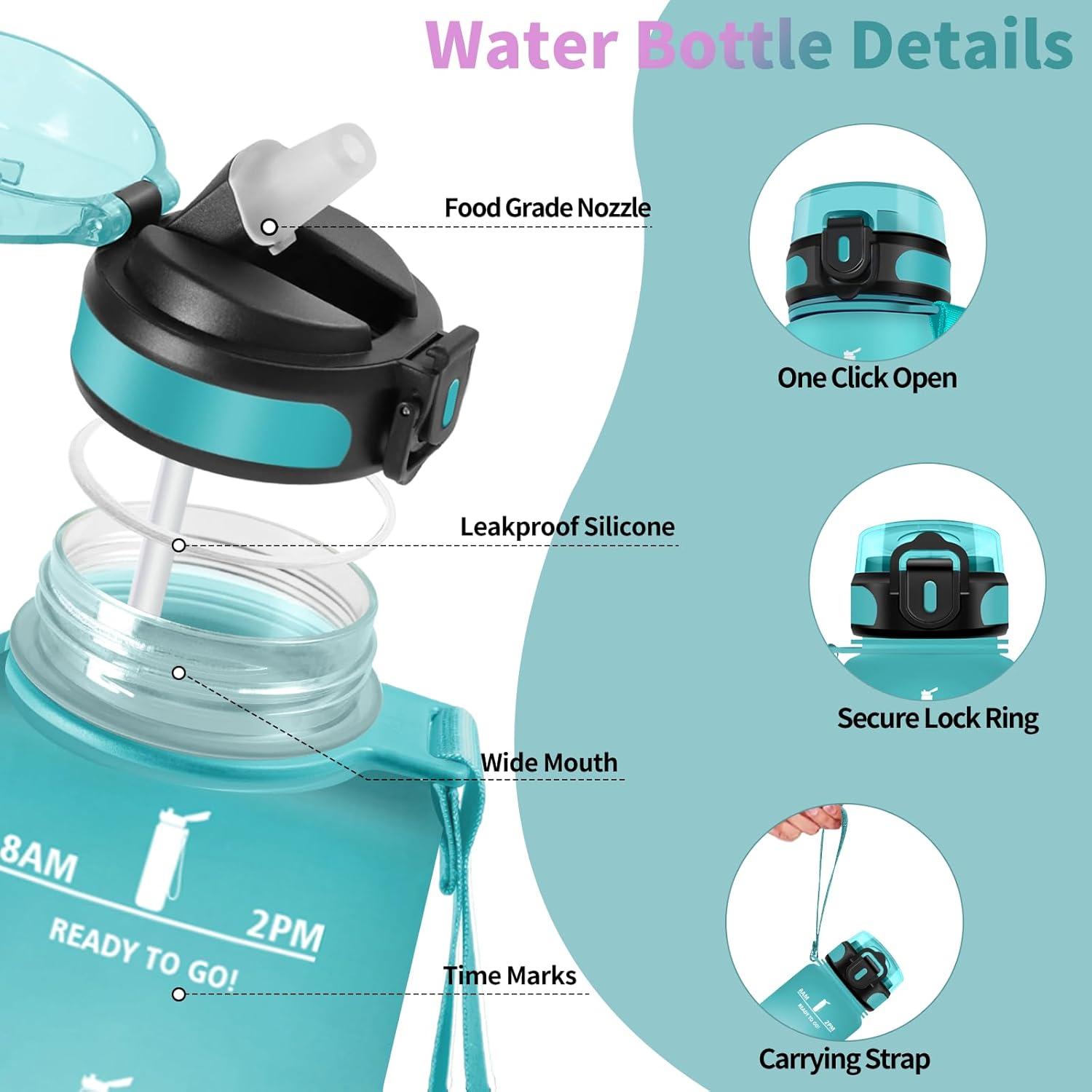 image:imageMotswedi Gourde Sport 1000ml AntiFuite Gourde avec Paille sans BPA Gourde Paille Rutilisable Gourde Facile Transporter Bouteille deau pour Yoga Camping Cyclisme Fitness Jaune RosePinkcyanzz
