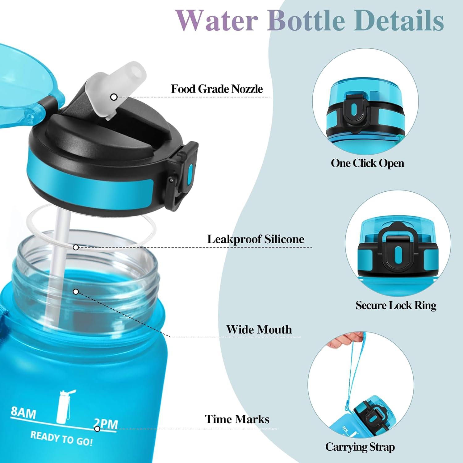 image:imageMotswedi Gourde Sport 1000ml AntiFuite Gourde avec Paille sans BPA Gourde Paille Rutilisable Gourde Facile Transporter Bouteille deau pour Yoga Camping Cyclisme Fitness Jaune RoseBleu Violet