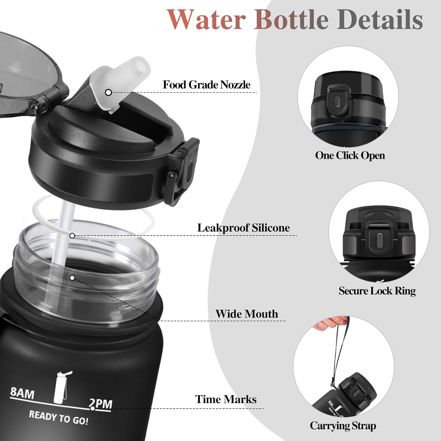 image:imageMotswedi Gourde Sport 1000ml AntiFuite Gourde avec Paille sans BPA Gourde Paille Rutilisable Gourde Facile Transporter Bouteille deau pour Yoga Camping Cyclisme Fitness Jaune RoseNoir Rouge