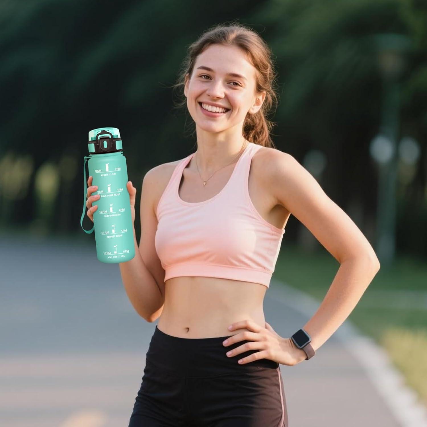 image:imageMotswedi Gourde Sport 1000ml AntiFuite Gourde avec Paille sans BPA Gourde Paille Rutilisable Gourde Facile Transporter Bouteille deau pour Yoga Camping Cyclisme Fitness Jaune RoseBleu Vert1000ml