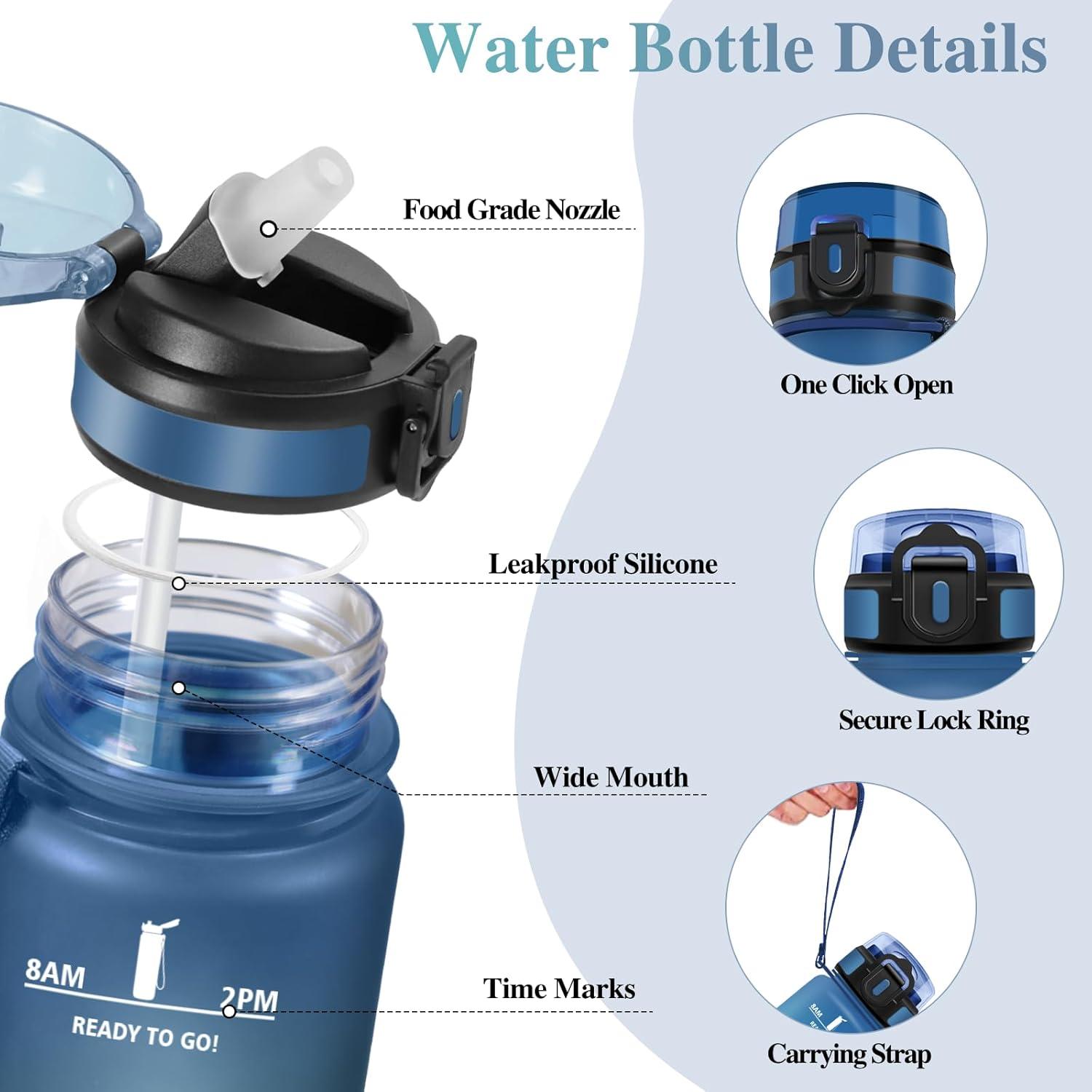 image:imageMotswedi Gourde Sport 1000ml AntiFuite Gourde avec Paille sans BPA Gourde Paille Rutilisable Gourde Facile Transporter Bouteille deau pour Yoga Camping Cyclisme Fitness Jaune RoseBleu Vert