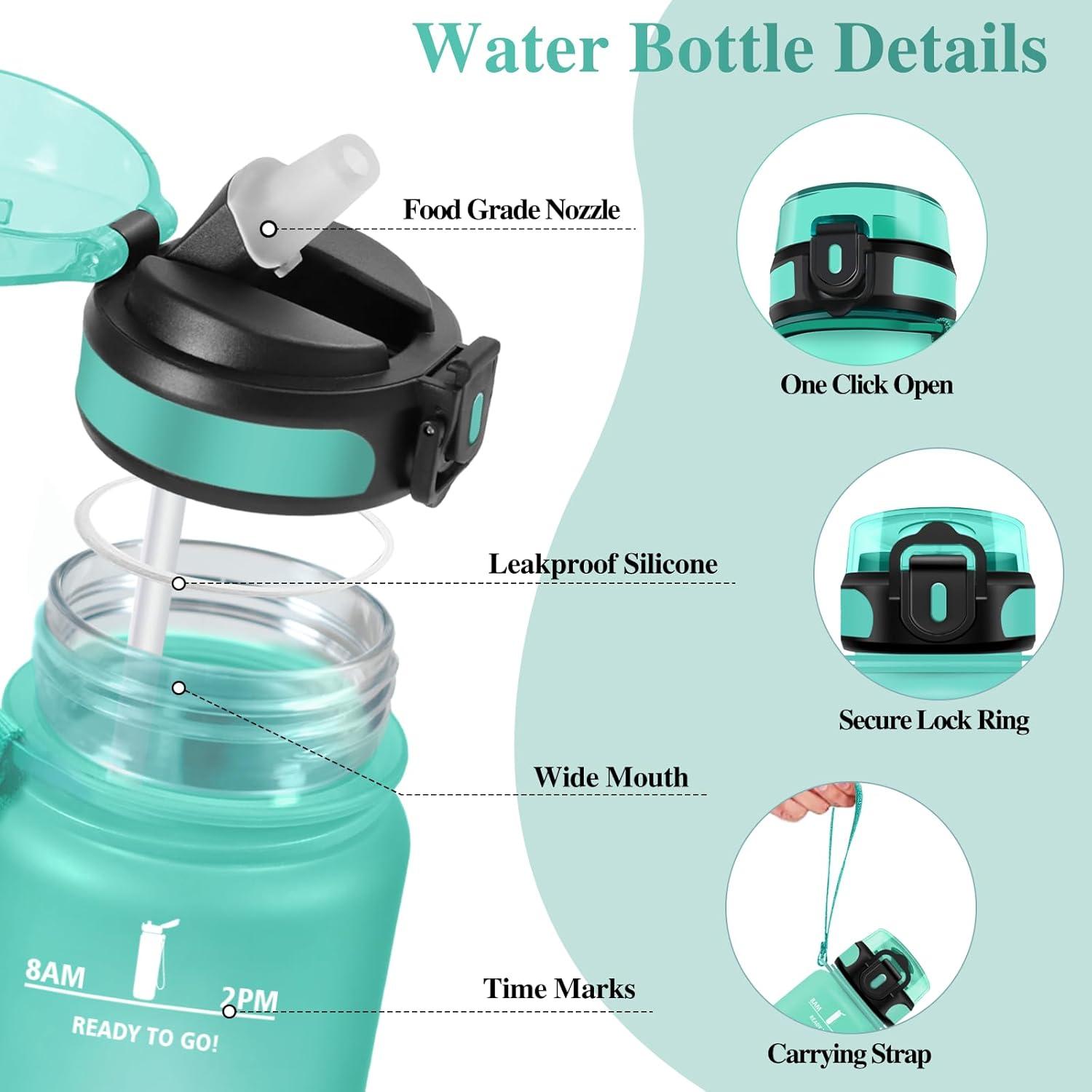 image:imageMotswedi Gourde Sport 1000ml AntiFuite Gourde avec Paille sans BPA Gourde Paille Rutilisable Gourde Facile Transporter Bouteille deau pour Yoga Camping Cyclisme Fitness Jaune RoseBleu Vert1000ml