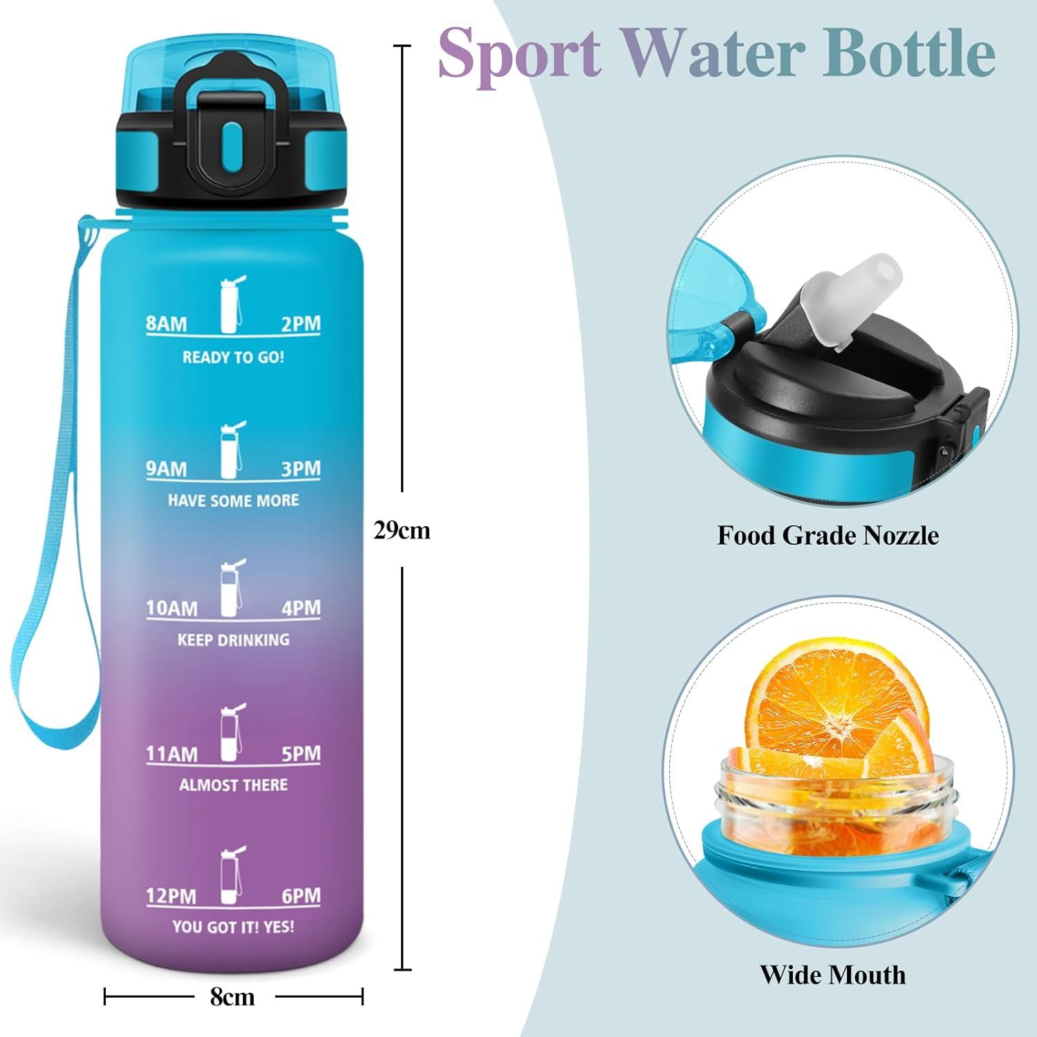 image:imageMotswedi Gourde Sport 1000ml AntiFuite Gourde avec Paille sans BPA Gourde Paille Rutilisable Gourde Facile Transporter Bouteille deau pour Yoga Camping Cyclisme Fitness Jaune RoseBleu Violet