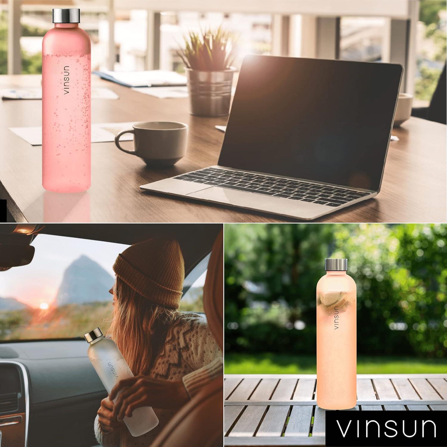 image:imageVINSUN Gourde 1L Bleu Menthe Rutilisable tanche Convient aux Boissons Gazeuses sans BPA Tritan Bouteille dEau lgre pour Sport Vlo TravailBlanc