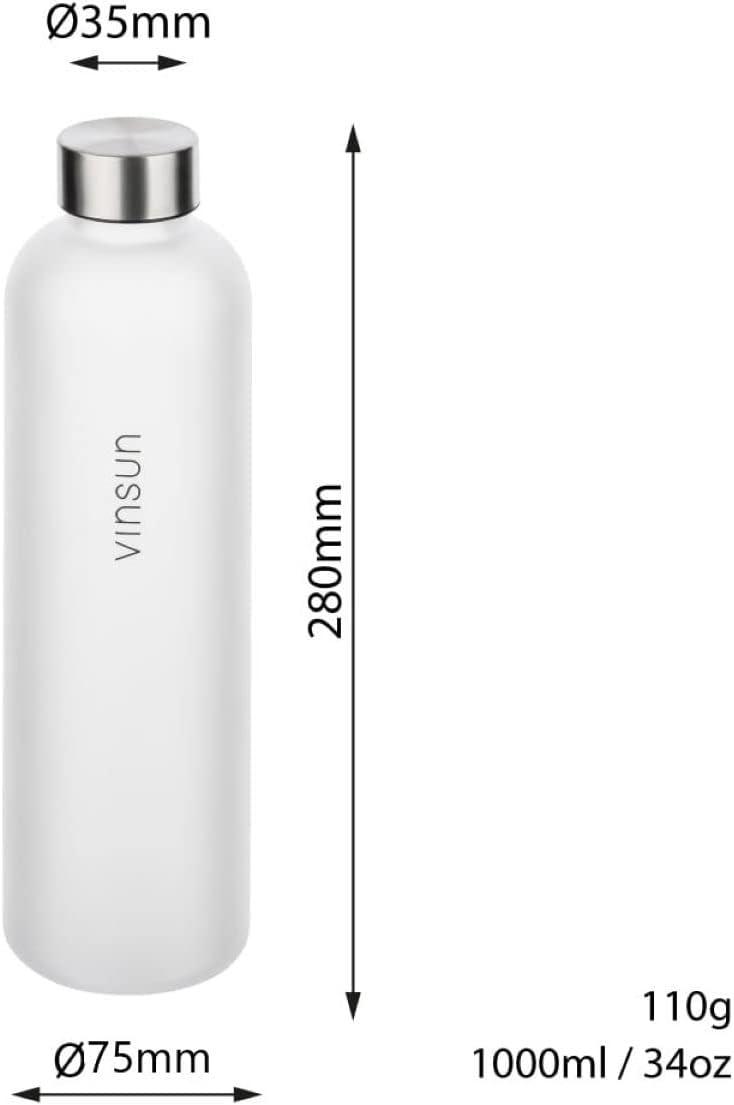 image:imageVINSUN Gourde 1L Bleu Menthe Rutilisable tanche Convient aux Boissons Gazeuses sans BPA Tritan Bouteille dEau lgre pour Sport Vlo TravailBlanc