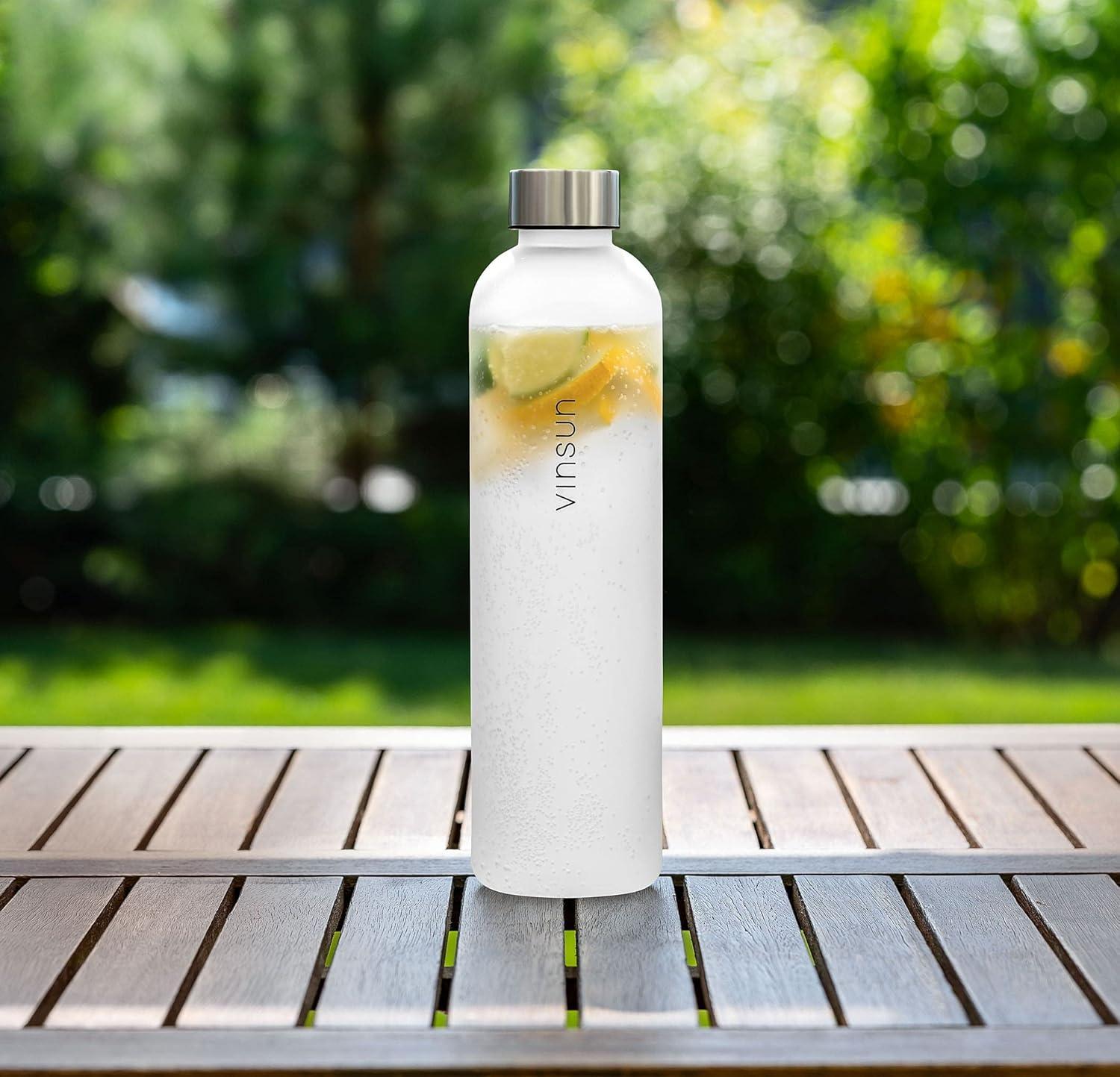 image:imageVINSUN Gourde 1L Bleu Menthe Rutilisable tanche Convient aux Boissons Gazeuses sans BPA Tritan Bouteille dEau lgre pour Sport Vlo TravailBlanc