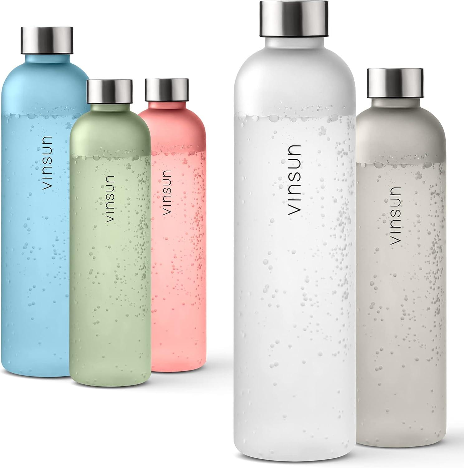 image:imageVINSUN Gourde 1L Bleu Menthe Rutilisable tanche Convient aux Boissons Gazeuses sans BPA Tritan Bouteille dEau lgre pour Sport Vlo TravailBlanc