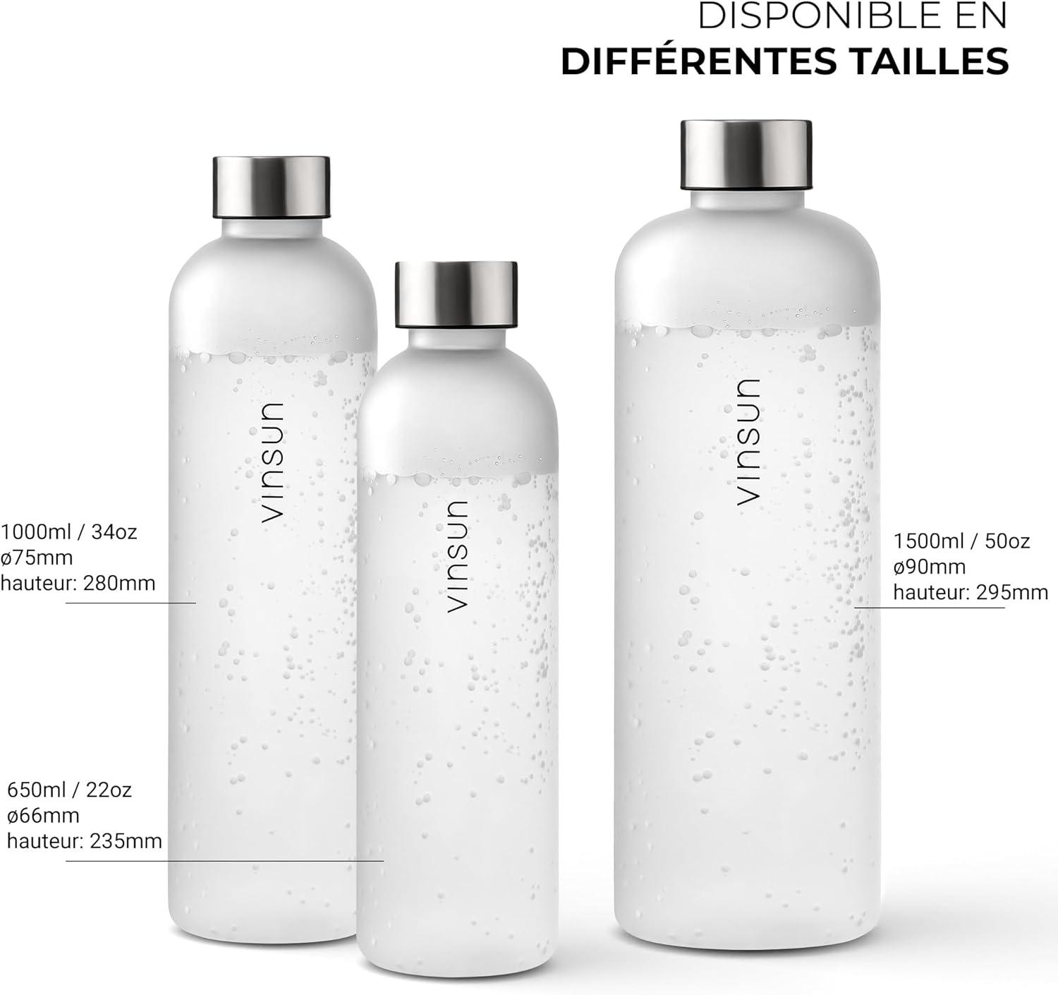 image:imageVINSUN Gourde 1L Bleu Menthe Rutilisable tanche Convient aux Boissons Gazeuses sans BPA Tritan Bouteille dEau lgre pour Sport Vlo TravailBlanc