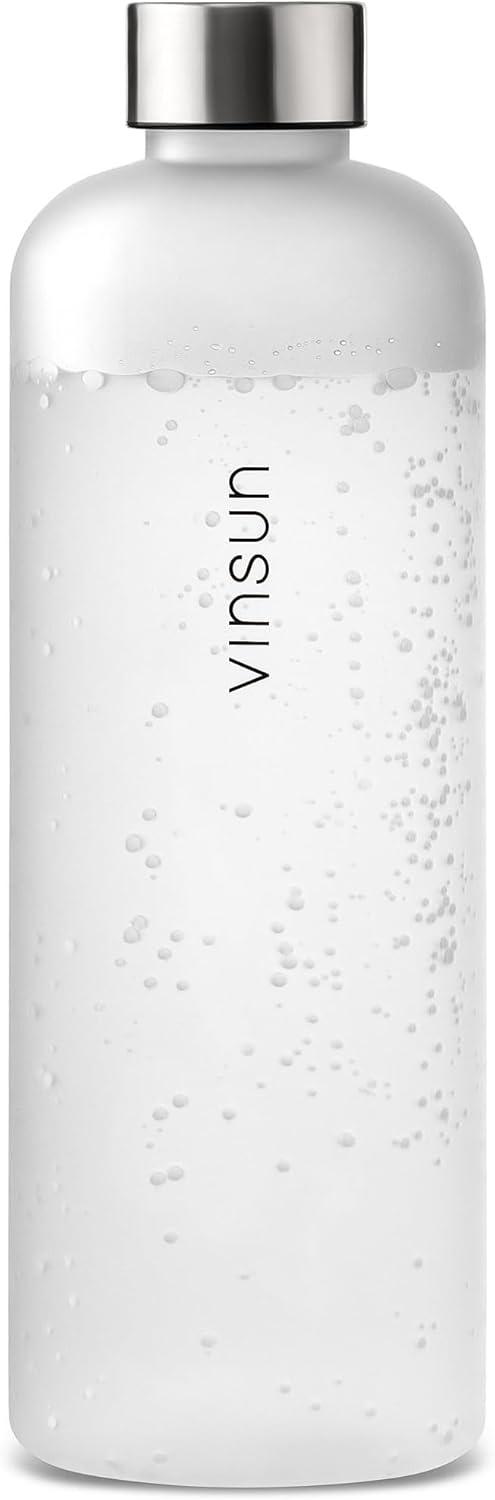 image:imageVINSUN Gourde 1L Bleu Menthe Rutilisable tanche Convient aux Boissons Gazeuses sans BPA Tritan Bouteille dEau lgre pour Sport Vlo TravailBlanc