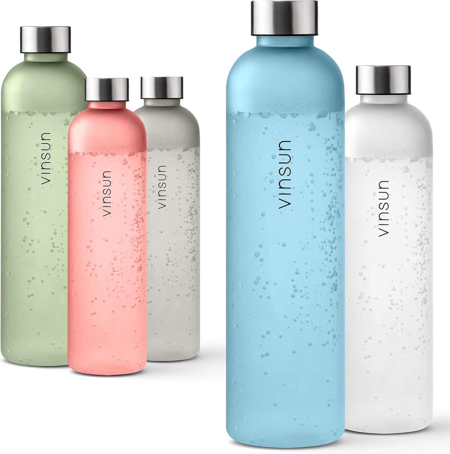image:imageVINSUN Gourde 1L Bleu Menthe Rutilisable tanche Convient aux Boissons Gazeuses sans BPA Tritan Bouteille dEau lgre pour Sport Vlo TravailBleu