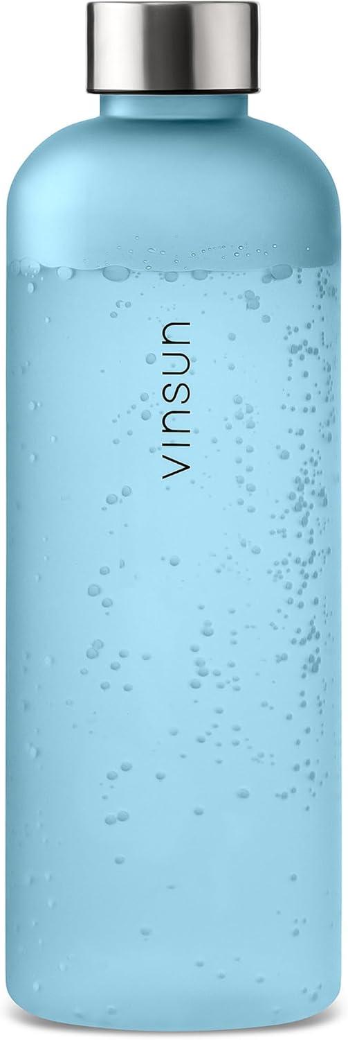 image:imageVINSUN Gourde 1L Bleu Menthe Rutilisable tanche Convient aux Boissons Gazeuses sans BPA Tritan Bouteille dEau lgre pour Sport Vlo TravailBleu