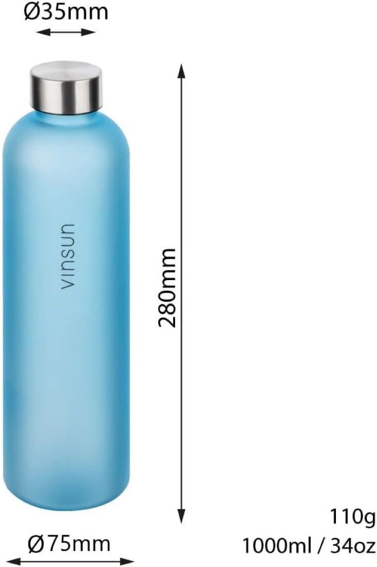 image:imageVINSUN Gourde 1L Bleu Menthe Rutilisable tanche Convient aux Boissons Gazeuses sans BPA Tritan Bouteille dEau lgre pour Sport Vlo TravailBleu