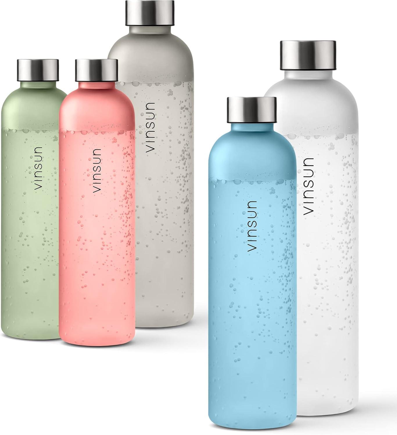 image:imageVINSUN Gourde 1L Bleu Menthe Rutilisable tanche Convient aux Boissons Gazeuses sans BPA Tritan Bouteille dEau lgre pour Sport Vlo TravailBleu