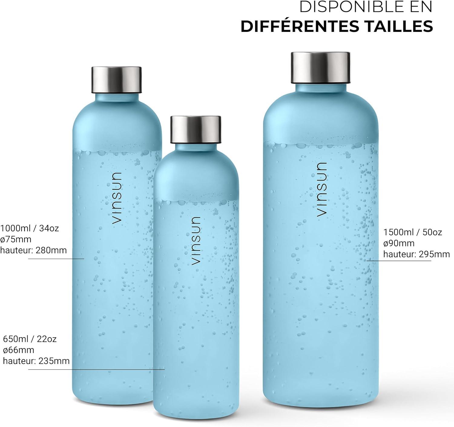 image:imageVINSUN Gourde 1L Bleu Menthe Rutilisable tanche Convient aux Boissons Gazeuses sans BPA Tritan Bouteille dEau lgre pour Sport Vlo TravailBleu