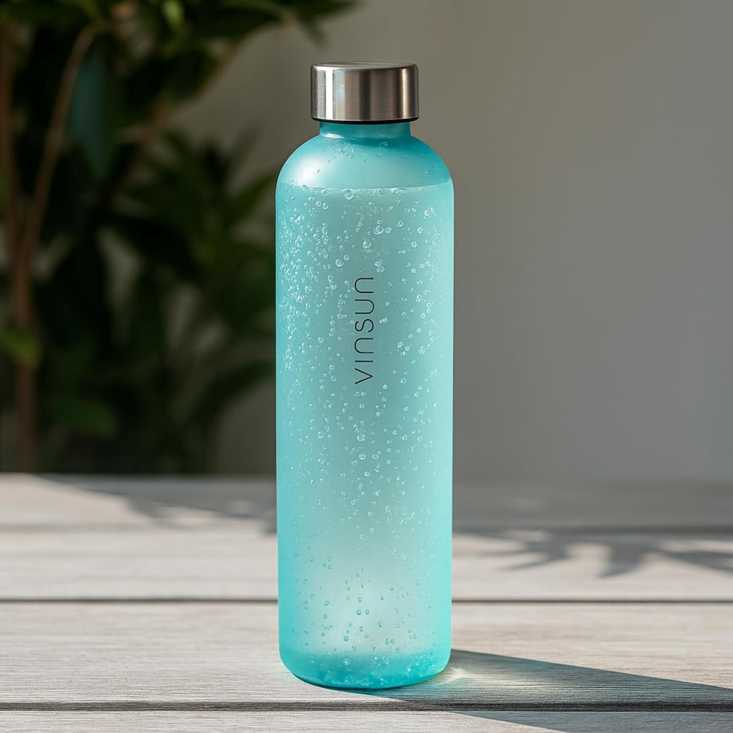 image:imageVINSUN Gourde 1L Bleu Menthe Rutilisable tanche Convient aux Boissons Gazeuses sans BPA Tritan Bouteille dEau lgre pour Sport Vlo TravailBleu Menthe