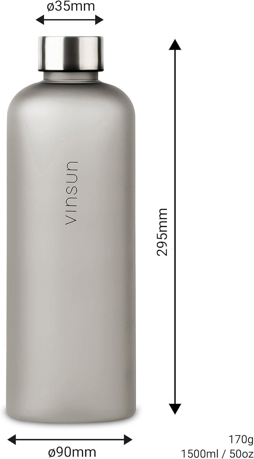 image:imageVINSUN Gourde 1L Bleu Menthe Rutilisable tanche Convient aux Boissons Gazeuses sans BPA Tritan Bouteille dEau lgre pour Sport Vlo TravailGris