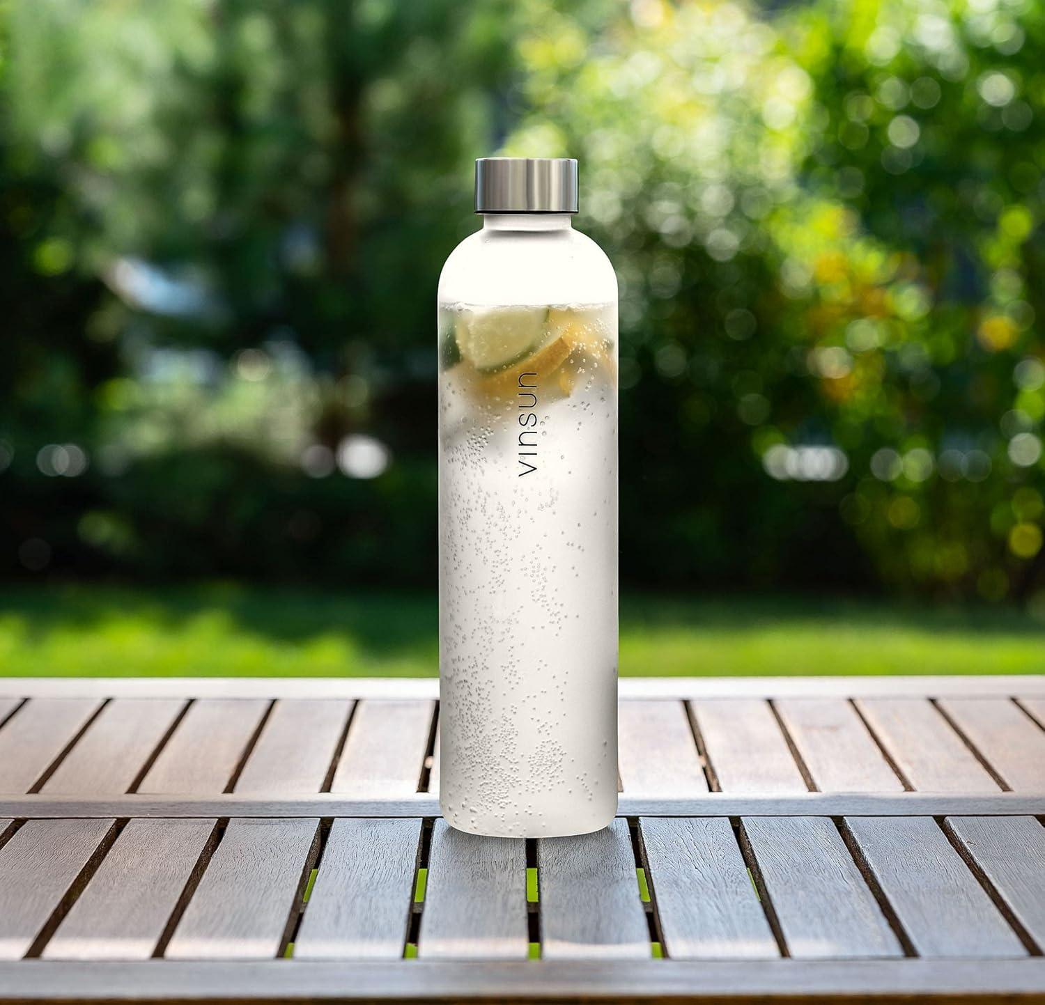 image:imageVINSUN Gourde 1L Bleu Menthe Rutilisable tanche Convient aux Boissons Gazeuses sans BPA Tritan Bouteille dEau lgre pour Sport Vlo TravailGris