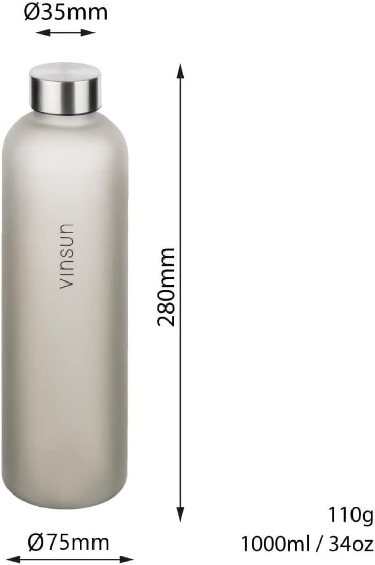 image:imageVINSUN Gourde 1L Bleu Menthe Rutilisable tanche Convient aux Boissons Gazeuses sans BPA Tritan Bouteille dEau lgre pour Sport Vlo TravailGris