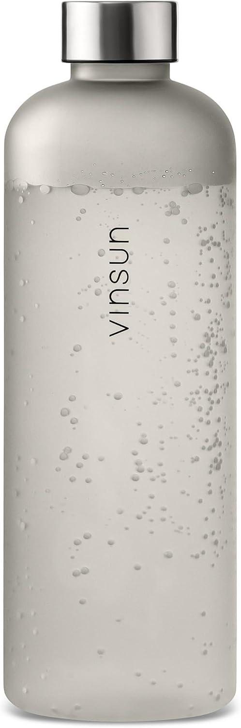 image:imageVINSUN Gourde 1L Bleu Menthe Rutilisable tanche Convient aux Boissons Gazeuses sans BPA Tritan Bouteille dEau lgre pour Sport Vlo TravailGris