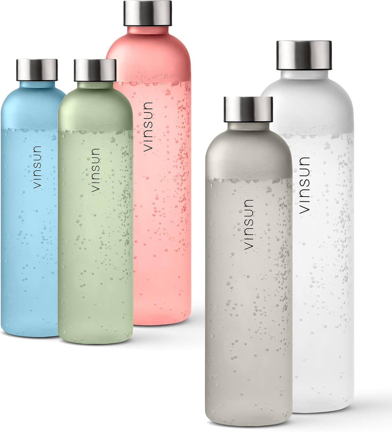 image:imageVINSUN Gourde 1L Bleu Menthe Rutilisable tanche Convient aux Boissons Gazeuses sans BPA Tritan Bouteille dEau lgre pour Sport Vlo TravailGris