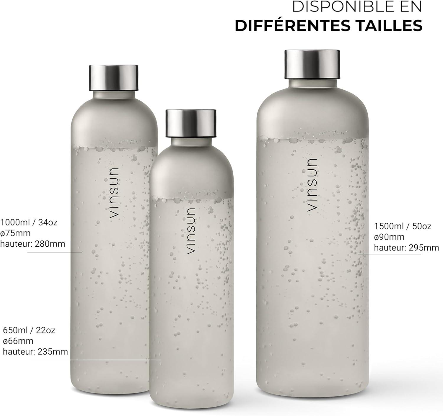 image:imageVINSUN Gourde 1L Bleu Menthe Rutilisable tanche Convient aux Boissons Gazeuses sans BPA Tritan Bouteille dEau lgre pour Sport Vlo TravailGris